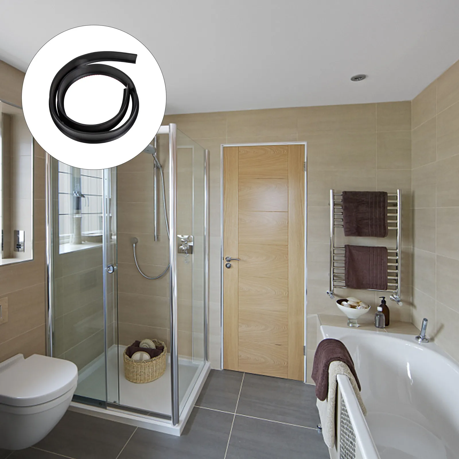 Flexible Self Adhesive Bathroom Water Retaining Strip Bendable Rubber Sealing Strip Waterproof Floor Barrier Shower Tub Doorway
