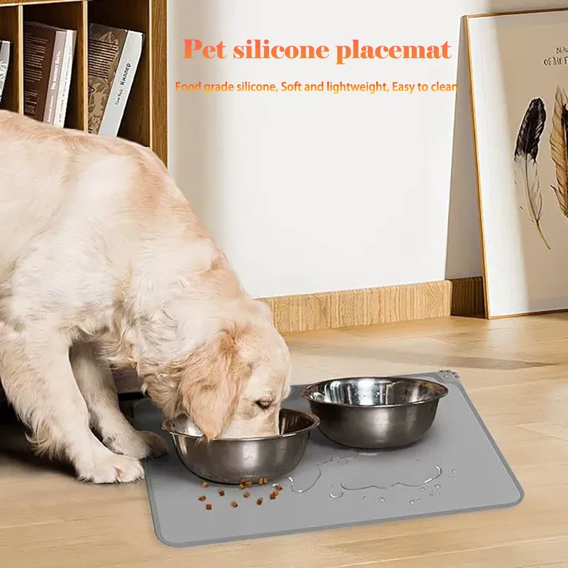 Silicone Pet Feeding Mat Dog Cat Waterproof Non Slip Heat Resistant Bite Resistant Easy Clean Car Travel Pet Bowl Placemat