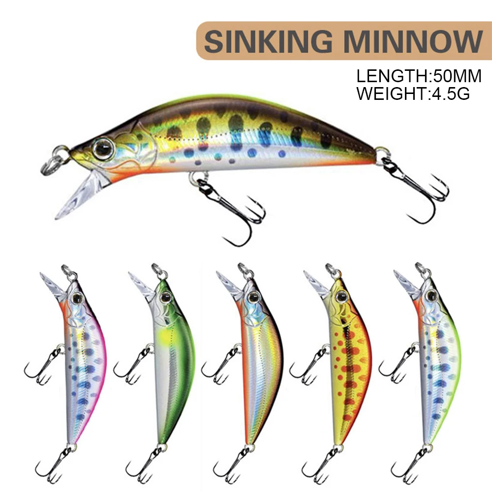 5cm 4.5g Fishing Lure Micro Minnow Wobbler Long Casting Sinking Jerkbait Artificial Hard Bait Small Stream Decoy For Trout Bass