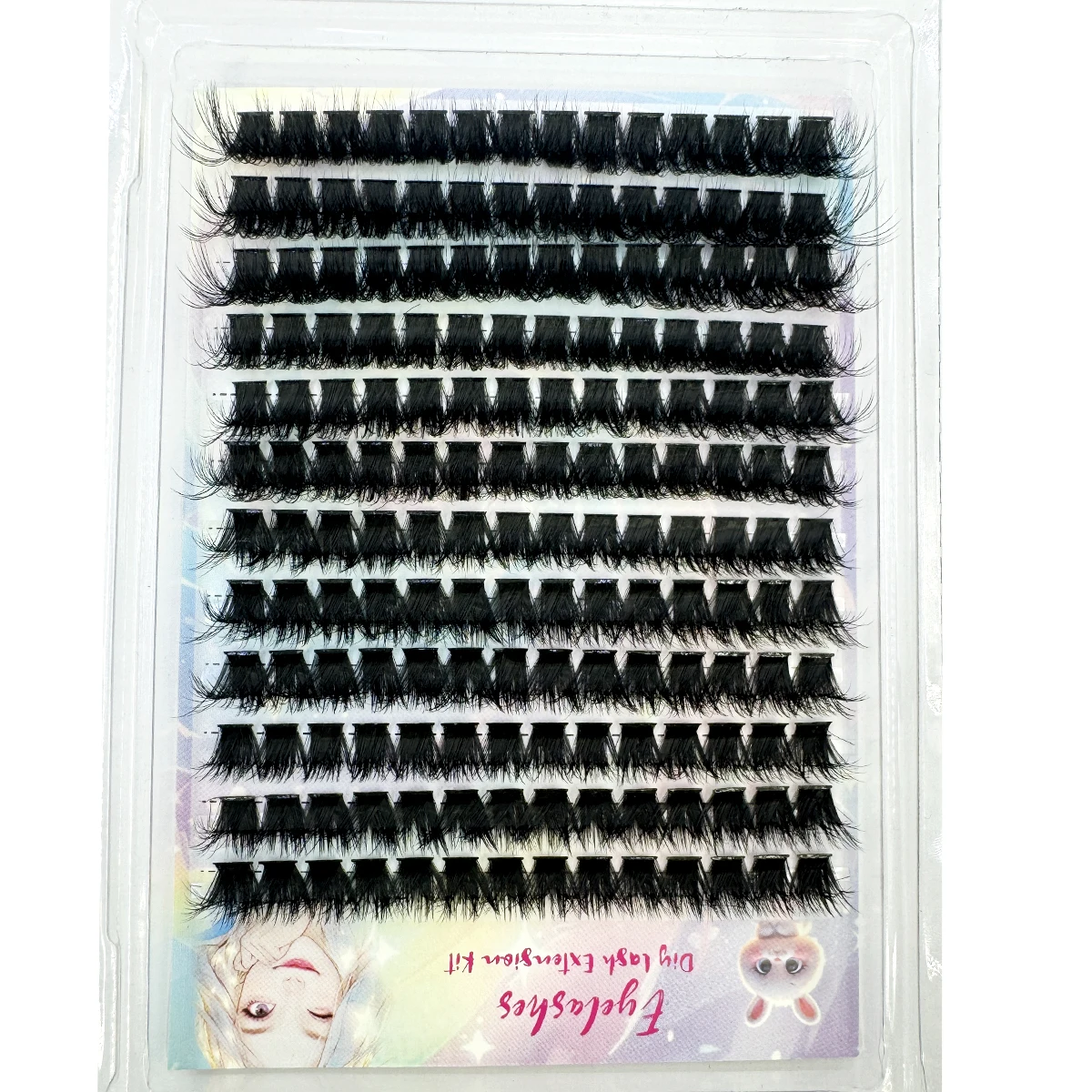 Racimos de pestañas gruesas, 240 ventiladores largos, extensiones de pestañas esponjosas, resistentes al agua, volumen de rizo D, racimos de pestañas 192 Uds. Individuales