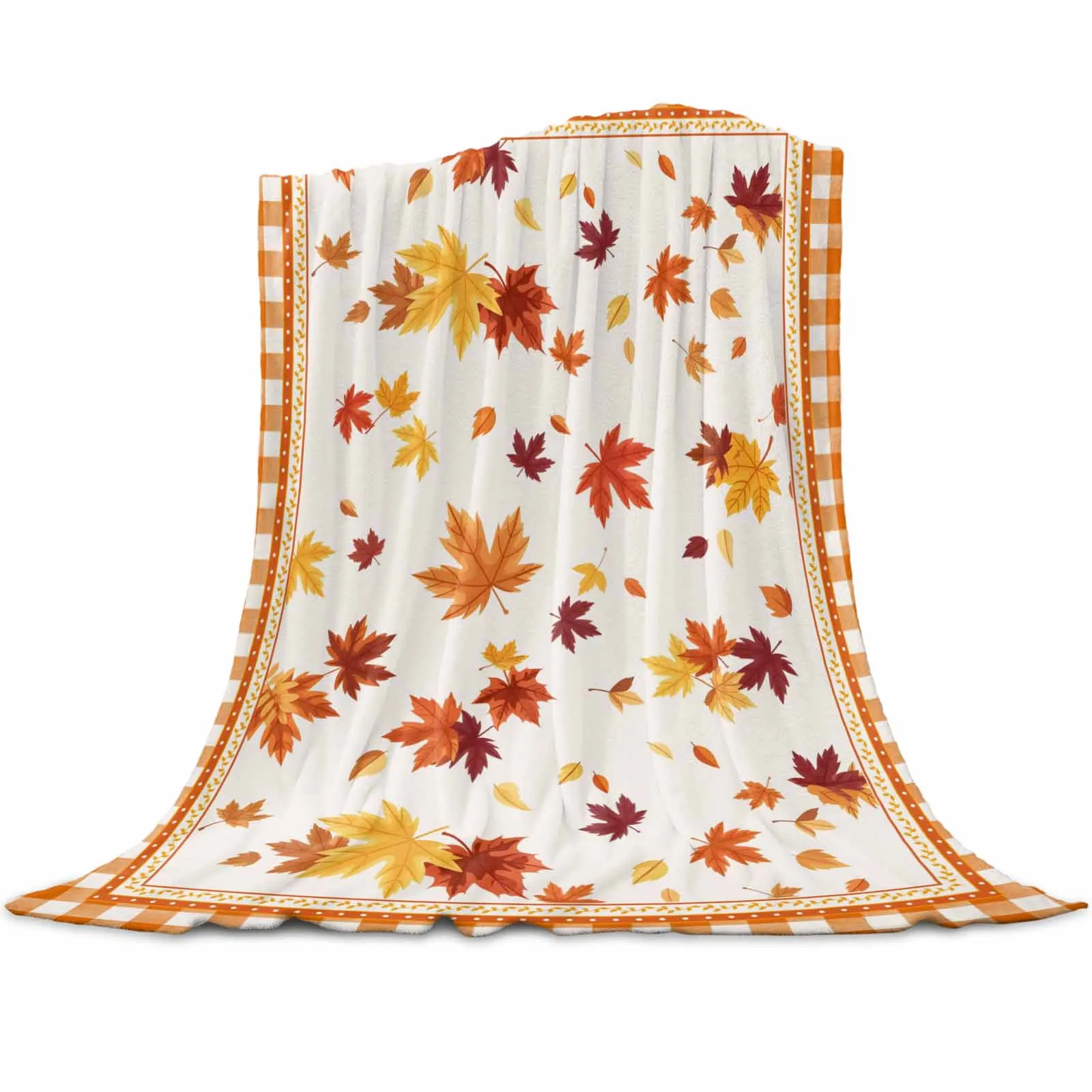 

Thanksgiving Autumn Leaves Plaid Throws Blankets for Sofa Bed Winter Soft Plush Warm Family Friends Holiday Gifts