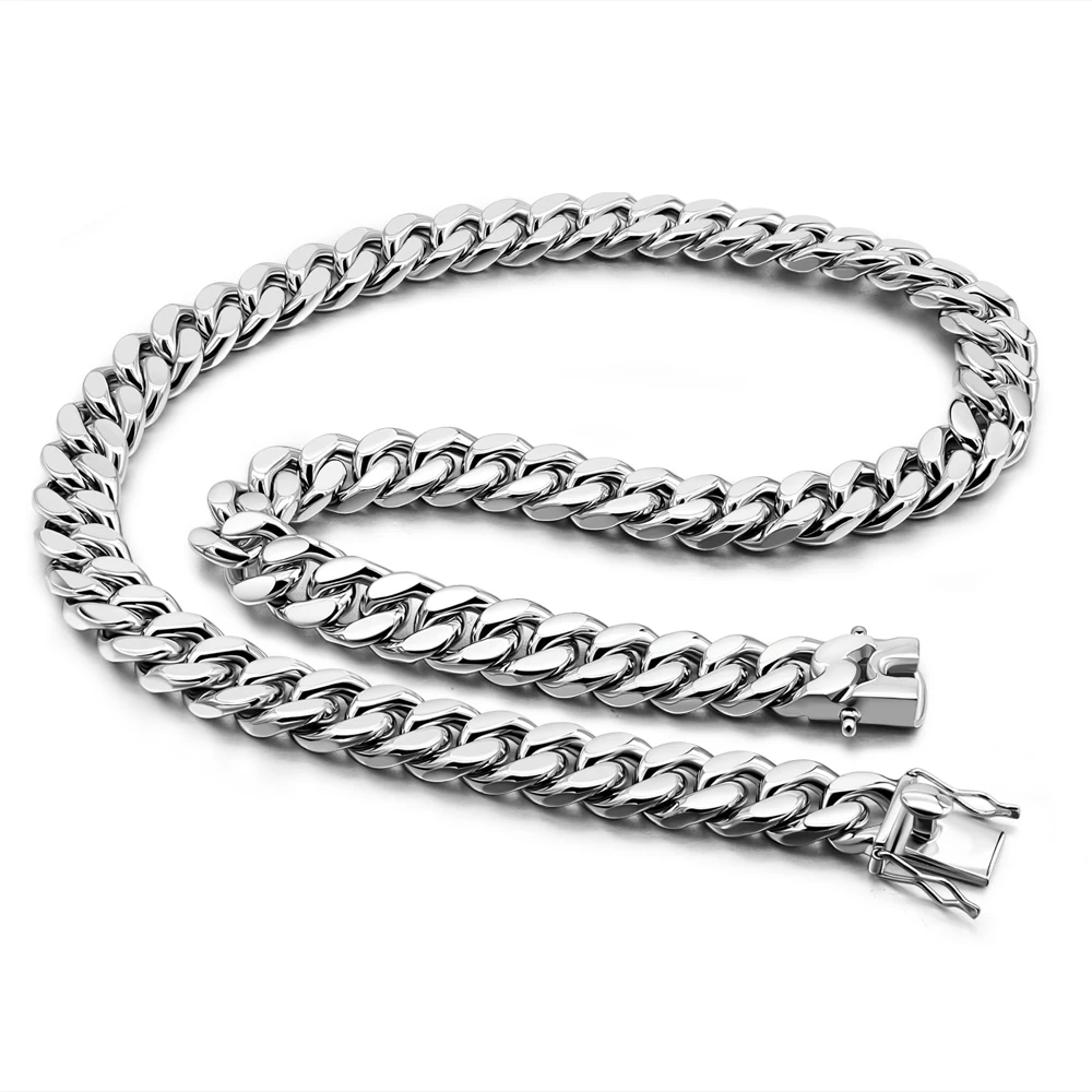 Simplicity Never Fade Silver 925 Necklace Man Cool Cool Rapper Jewelry 12MM 18-28Inches Cuba Chain Punk Culture Hip Hop Gift