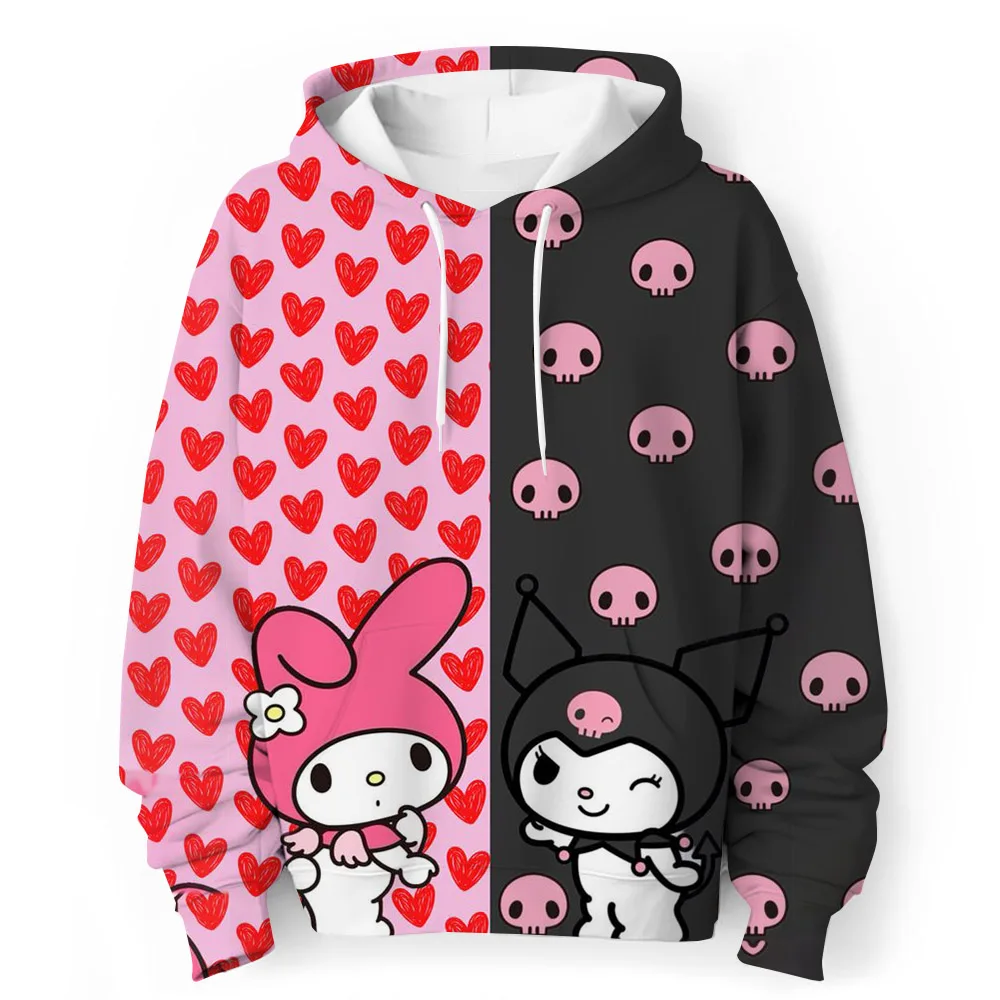 Hello Kitty Children\'s Hoodies Sweatshirt Kawaii Kuromi Pullover Fashion Anime Cartoons Casual Clothes Girls Boy Kids Warm Tops