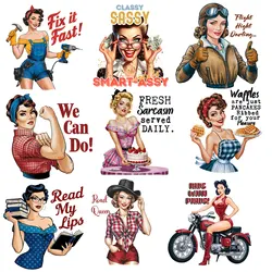 Vintage Iron-on Patch  Confident Charming Beauty Applique for Cloth Vibrant and Long-Lasting Color DIY Decoration