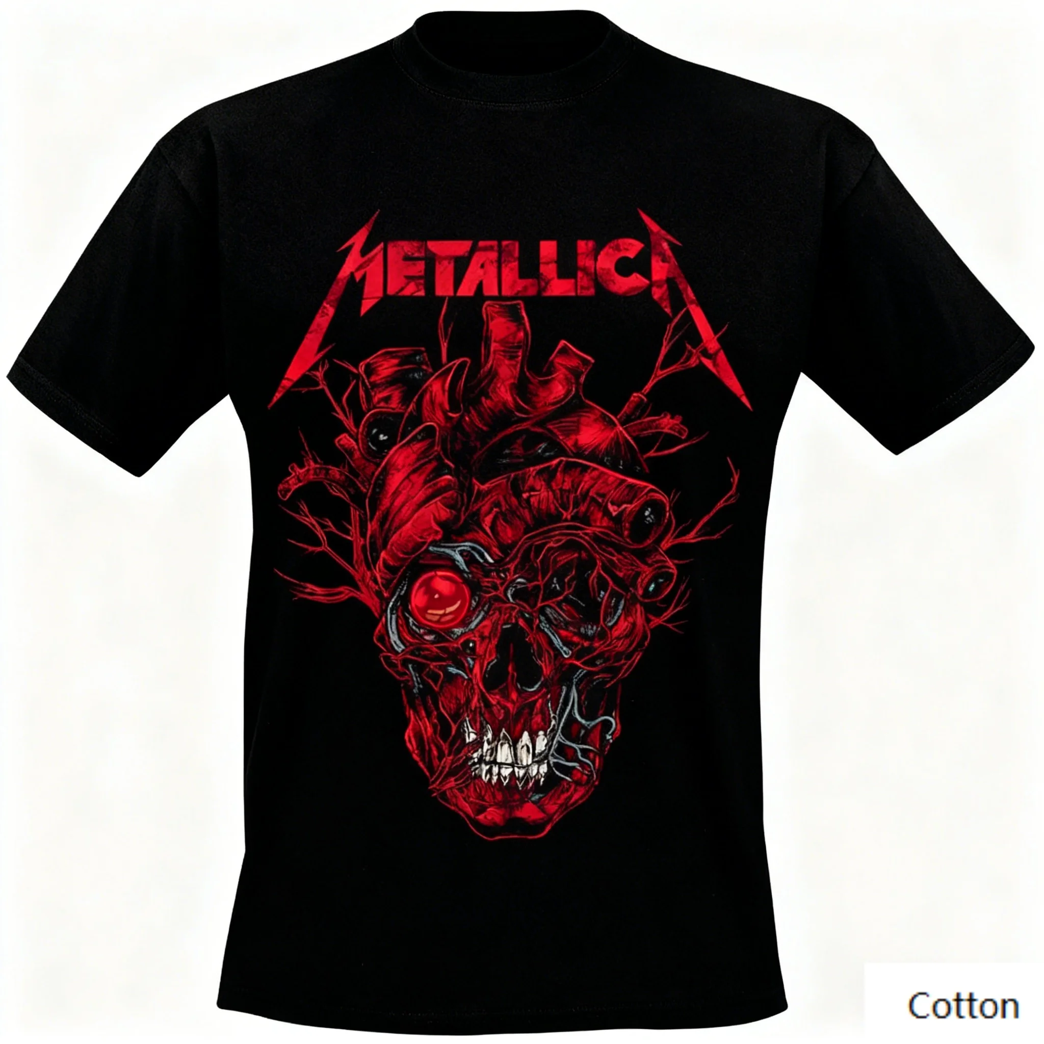 

Metallica Heart Skull T-Shirt, Men's Thrash Metal Tee, Perfect for Fans Who Love Dark Art & Bloody Mascot Design