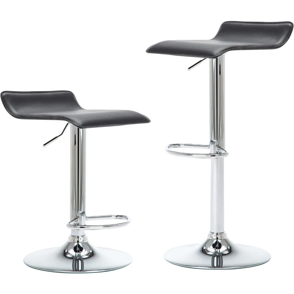 

NOBPEINT Contemporary Chrome Air Lift Adjustable Swivel Bar Stool, Set of 2, Black