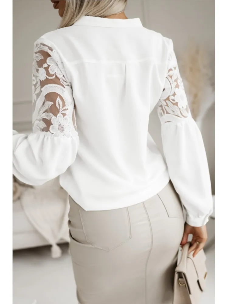 Camisa blanca de manga larga para mujer, Blusa elegante a la moda para primavera y otoño, 2024