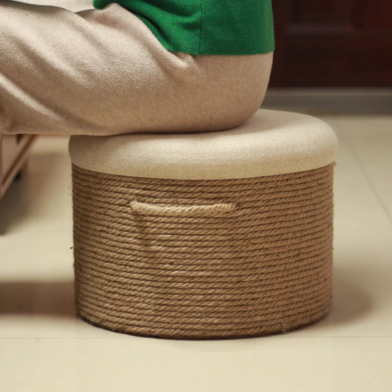 Household low stool, living room bench, sofa , antique solid wood round， Chinese pedal , shoe changing