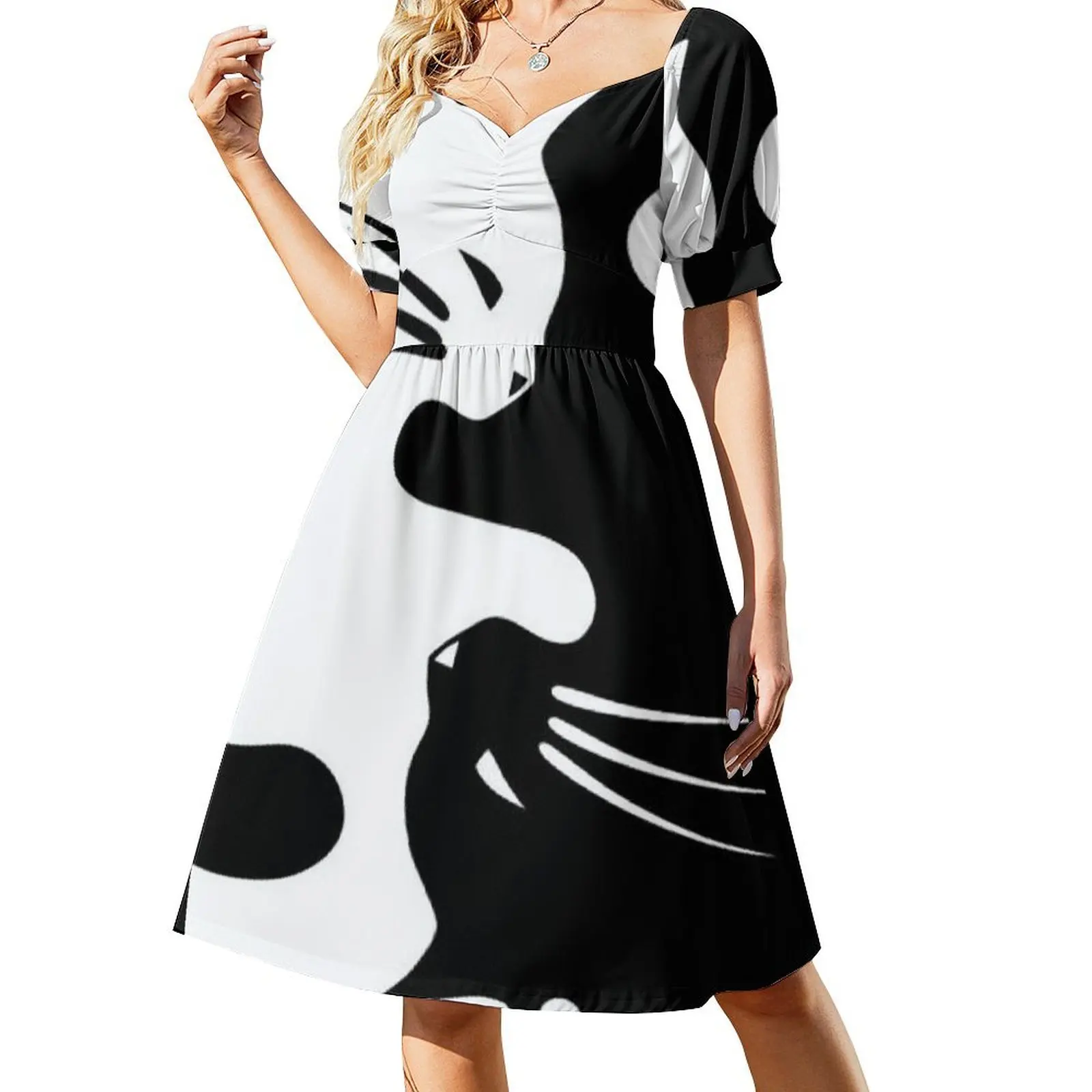 

yin and yang cats Short Sleeved Dress women's evening dress 2025 women's evening dresses Dress vintage