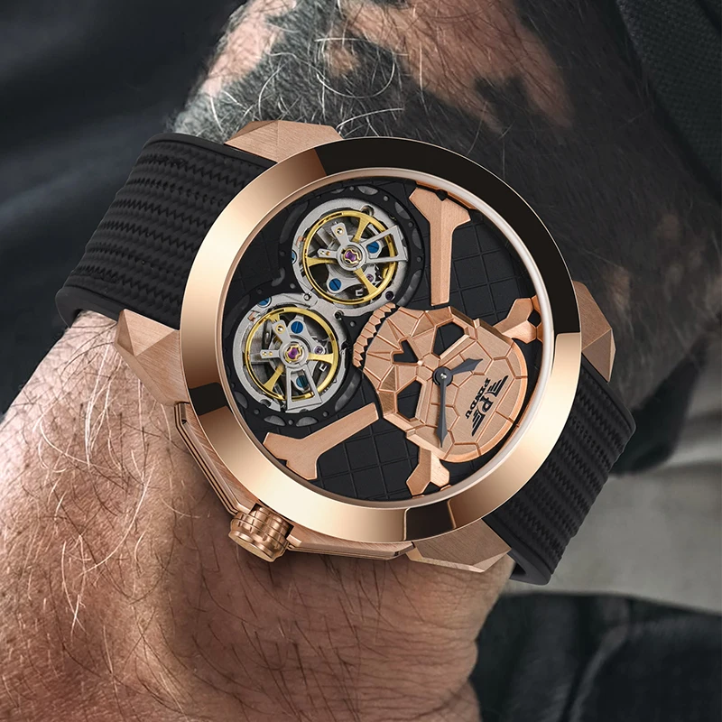 

Лучший бренд Pindu, полностью автоматические часы с механизмом черепа, индивидуальный дизайн, интересные классические модные часы