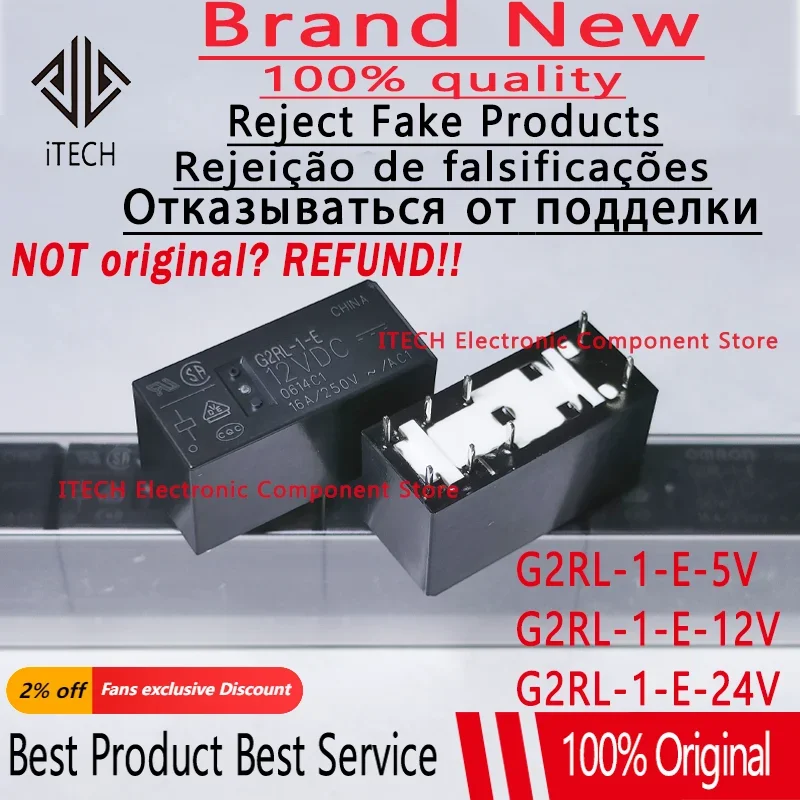 5-10PCS/Lot G2RL-1-E-24VDC G2RL-1-E-12VDC G2RL-1-E-5VDC DIP-8 New Original Power Relay G2RL-1-E-DC12V DC5V