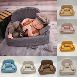 Pose Knitting Mini Sofa Infant Photo Shooting Chair Decoration Arm Chair Pillows Infants Photography Props Poser Photo Accessory