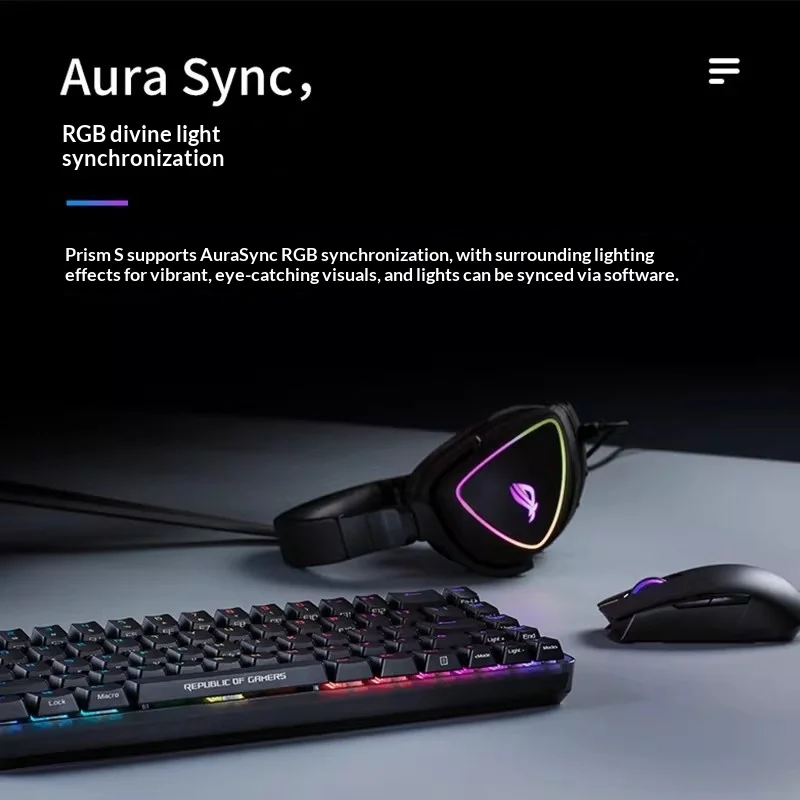 ROG Prism Lightweight Over-Ear Gaming Earphones 7.1 Channel Gaming Headset RGB Lighting Aura Sync Prism 2 Gaming Headphone Gifts view 3