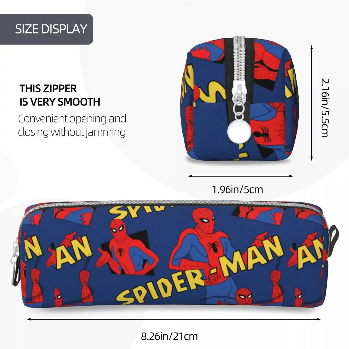 Imagem -04 - Spider Man Pose Pattern Pencil Case Pencil Pouch Pen Box para Menina e Menino Grandes Bolsas de Armazenamento Estudantes Escola Zipper Papelaria