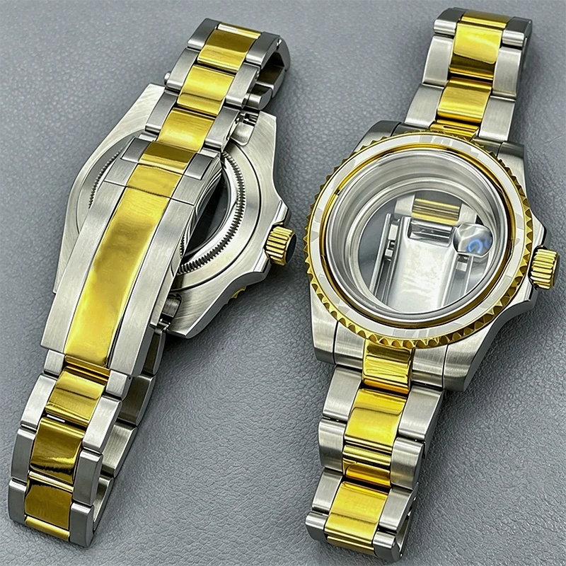 Diver NH35 Case 40mm Two Tone Watch Case Set Ceramic Bezel Steel Strap Sapphire Glass Adaptation  NH35 NH36 Movement 28.5mm Dial