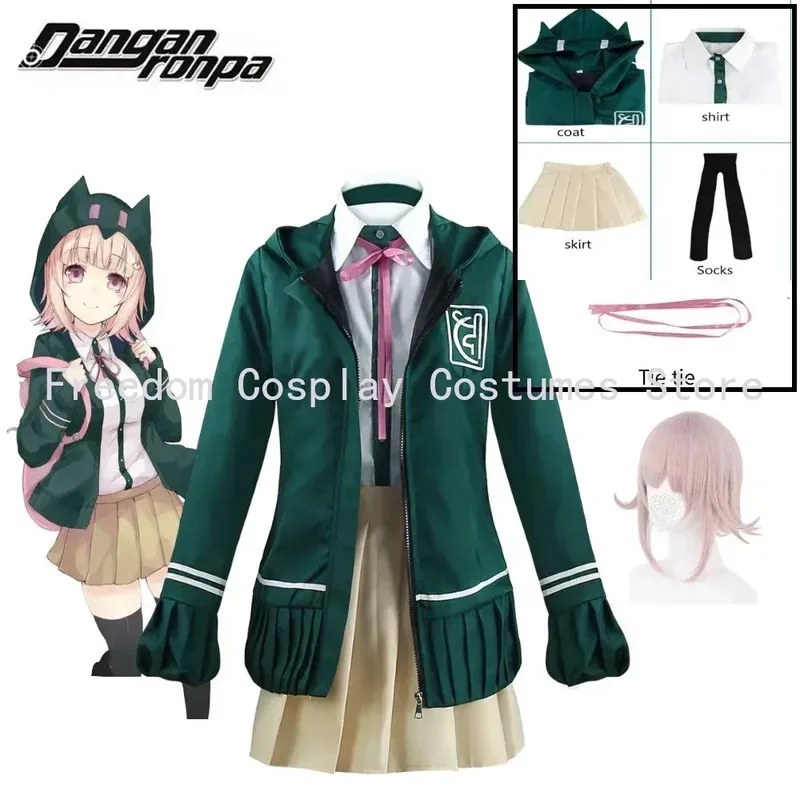 Аниме Danganronpa Nanami ChiaKi, парик для косплея, школьная форма Jk, игра Dangan Ronpa, костюмы на Хэллоуин для женщинx; 2'a, 6.h; 8'v,