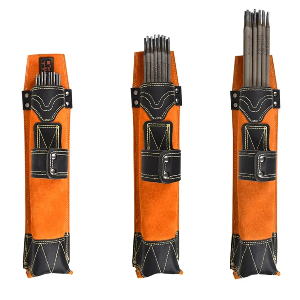 Portable Cowhide Tool Storage Organizer Bags Welding Rod Bag Welding Machine Rod Machine Aerial Work Toolkit Storage Bag