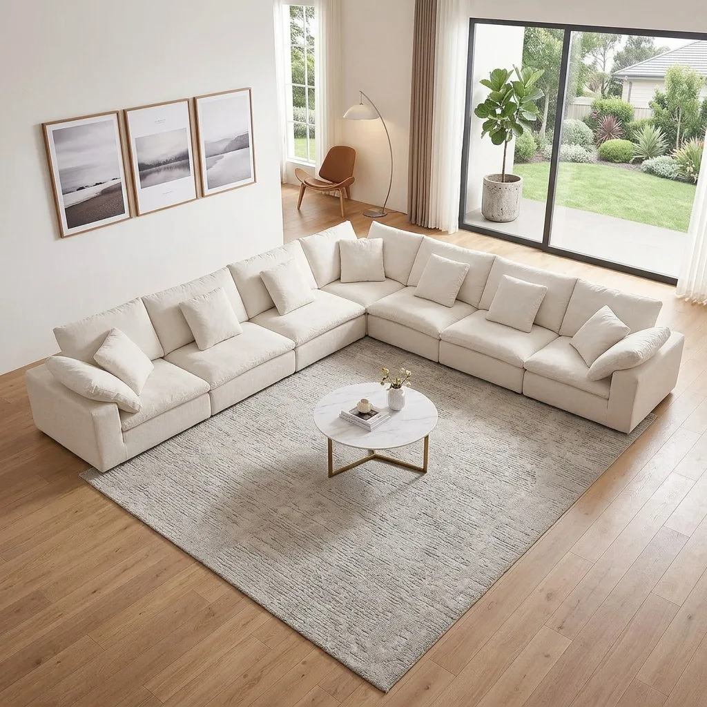 Hot Sale L Shape Sectional Cloud Sofa Vacuum Compressed Modular Living Room Couch  Apartment Villa