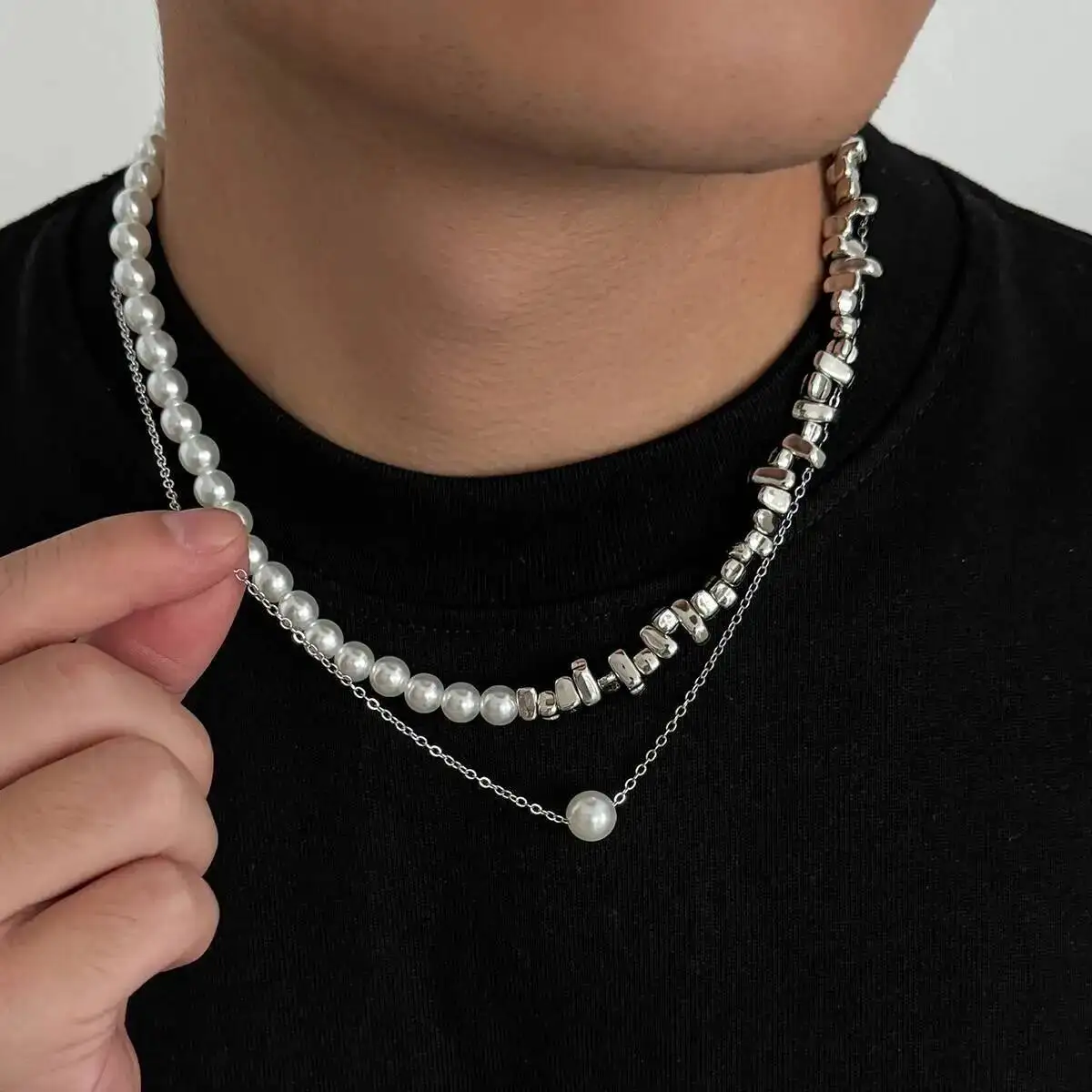 Lacteo الاتجاه الإبداعية تقليد اللؤلؤ قلادة المختنق قلادة فريدة من نوعها غير النظامية CCB مطرز قلادة حفلة مجوهرات يومية هدية 2026 #3