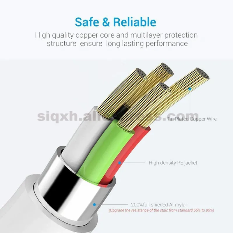 1000Pcs 1M White Micro USB Type C 8Pin Charge Cable For Samsung Xiaomi Phone 6 7 8 X Plus data Sync Charger Cables High Quality