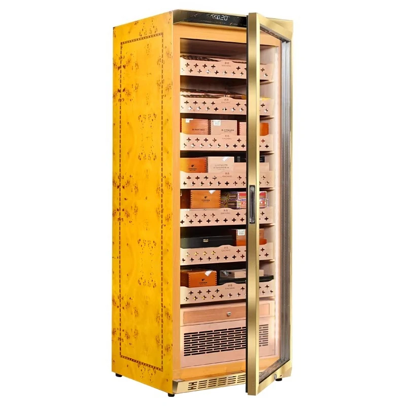 Smart cedar wood constant temperature and humidity cigar cabinet