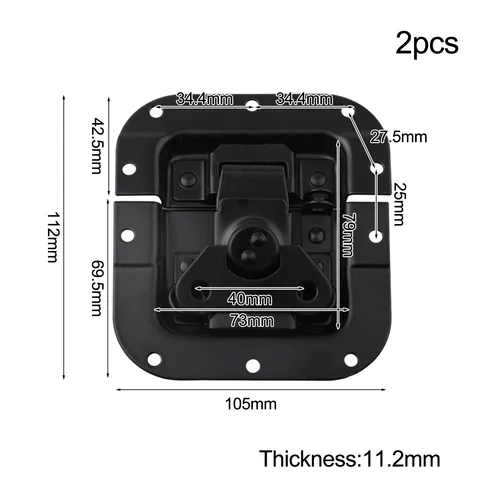 Imagen 2 del producto 2 uds hebilla de pestillo de mariposa de Metal hebilla de bloqueo de caja de vuelo pestillo de caja de madera de gabinete empotrado con resorte negro