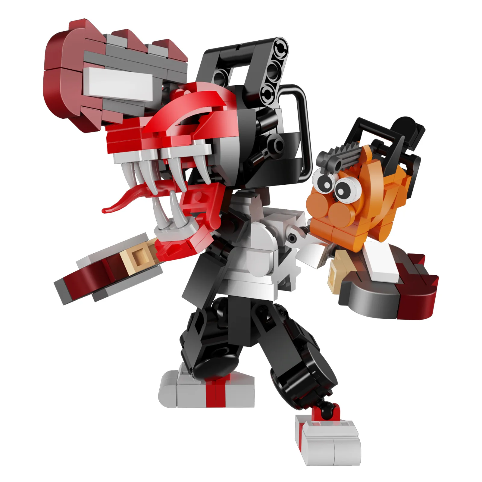 High-end Chainsaw Man Building Blocks Set, figuras dos desenhos animados, Denji e Dog Character, Brickheadz, Toy Bricks, presente para crianças e adultos, quente