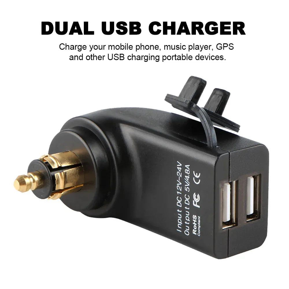 QC3.0 Dual USB Charger Power Adapter Hella DIN Socket For BMW R1250GS F750GS R1200RT R1200GS ADV S1000XR For Tiger 900 850 1200