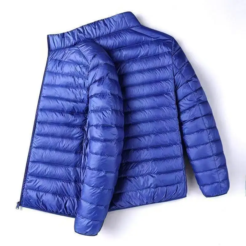 Lightweight Silk Cotton Jacket Stand Collar Slim Fit Short Outerwear for Men Trendy Casual Warm Polyester Fiber Youth Coat