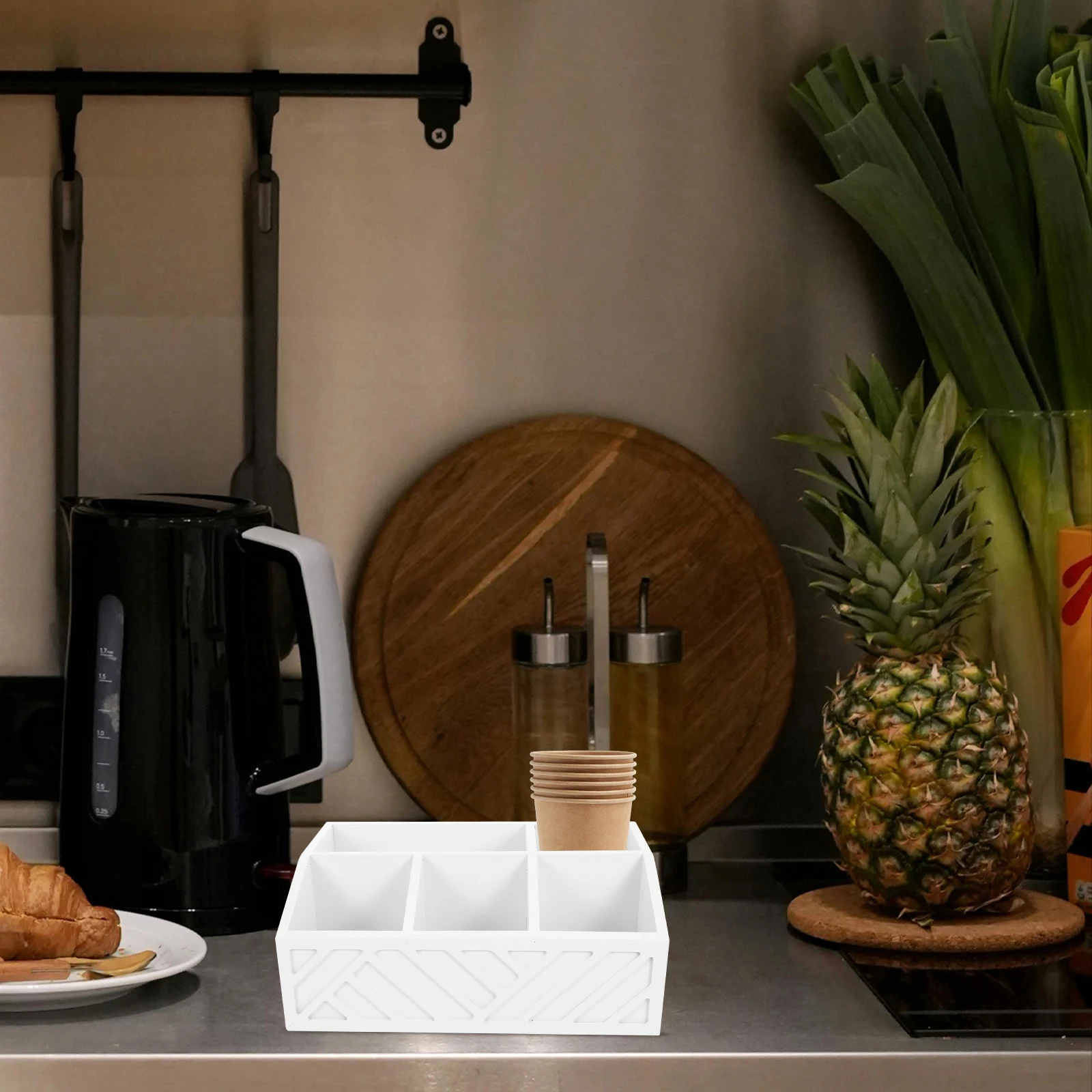 

Modern Wooden Coffee Station Organizer Sugar Packet Storage Box Tea Bag Holder Countertop Organizer for Kitchen Coffee Bar