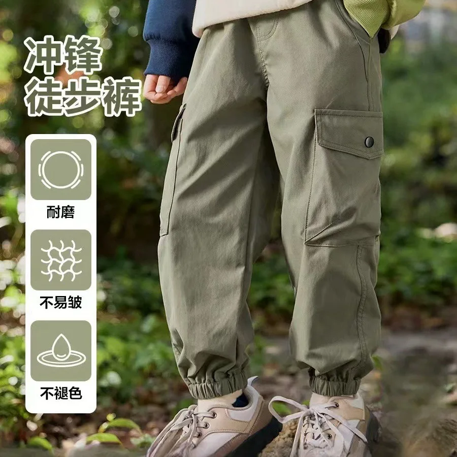 Teen Boys Cargo Pants Spring Autumn Big Kids Sport Casual Pants For 3 4 5 6 8 10 12 14 Years Boys Loose Streetwear Baggy Pants