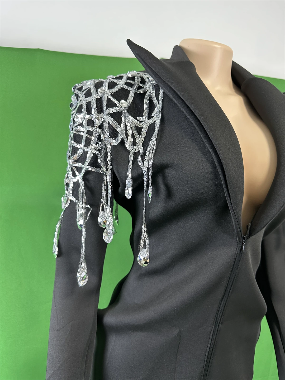 Seksowna DJ DS damska czarna sukienka marynarka urodziny piosenkarka występ kostium karnawał Rave festiwal królowa stroje 2025