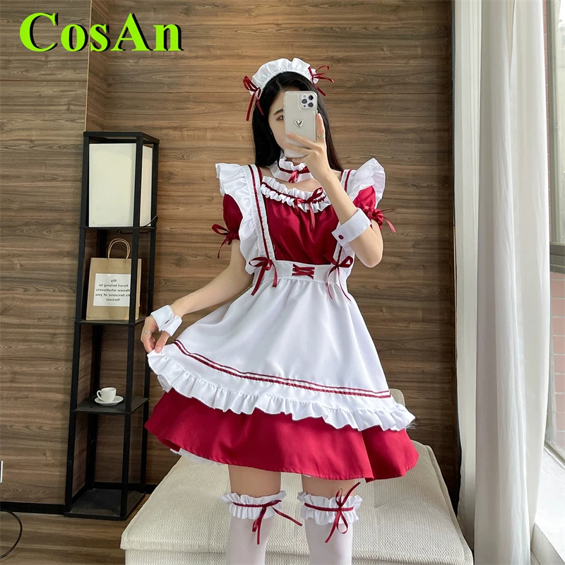 

CosAn Anime Lolita Maid Dress Little Devil Cosplay Costume Gothic Girls Maid Sweet Uniforms Red Girl Role Play Clothing XXXXXL