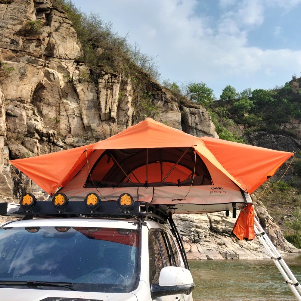 Cheapest Rooftop Tent orange soft Shell Car Roof Top Tent Fits 2 People camping car roof tent for Truck/SUV/Car