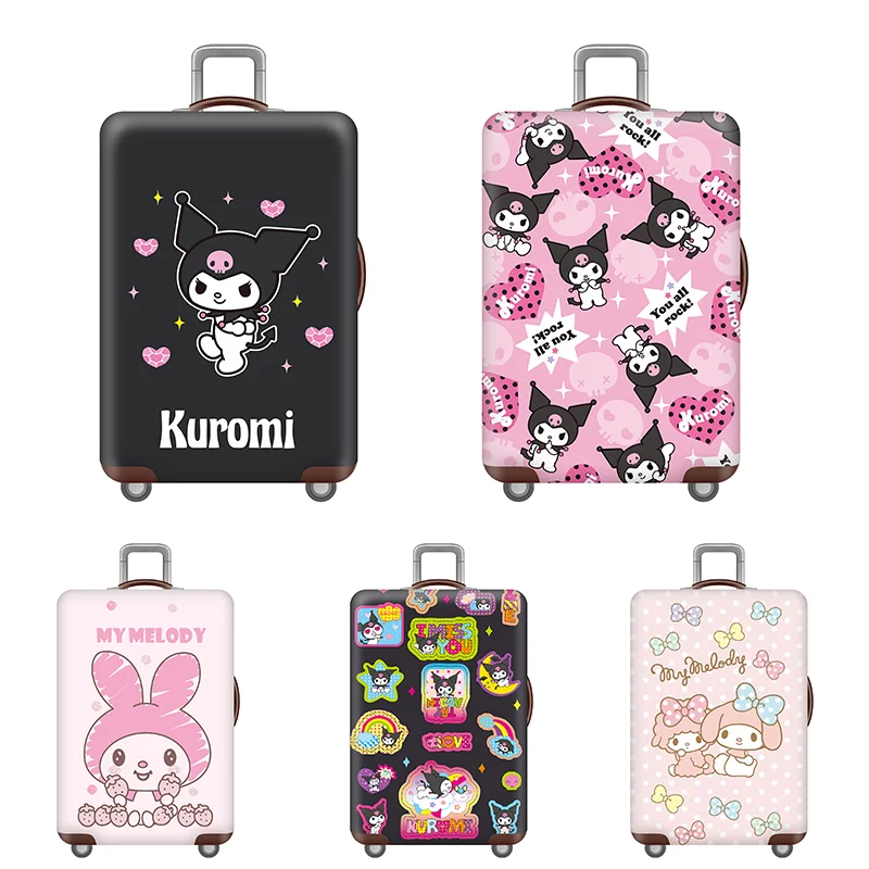 Anime Kuromi Elastic Luggage Cover My Melody Suitcase Protective Cover Kawaii Thicken Luggage Case Tags Travel Trolley Case Toy