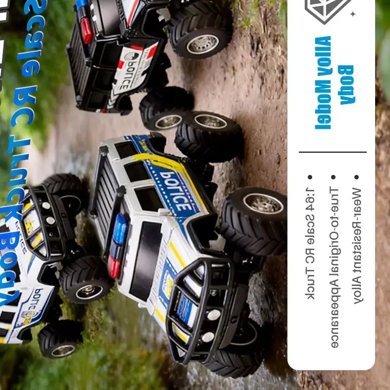 9IMOD RC Police Car 2.4G APP Control Off-Road Truck with Light Trailer & All-Terrain Tires