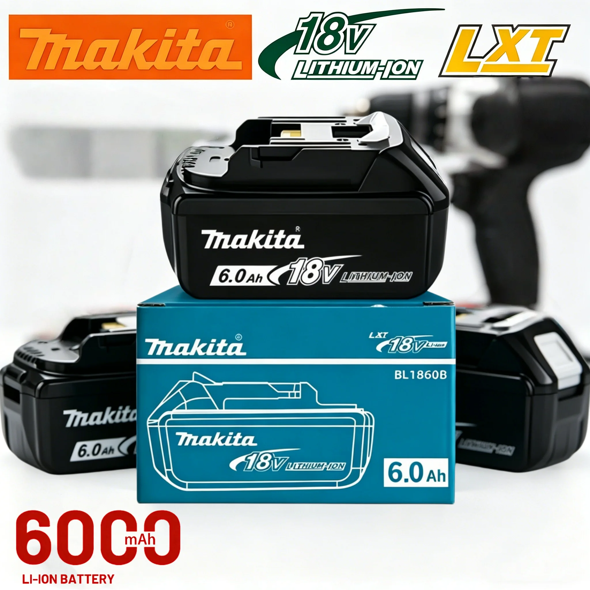 🔥Makita Original BL1860, 18V, 6.0Ah, Lithium Battery, Compatible with BL1850, BL1840, BL1830B, BL1815, Cordless LXT Tools