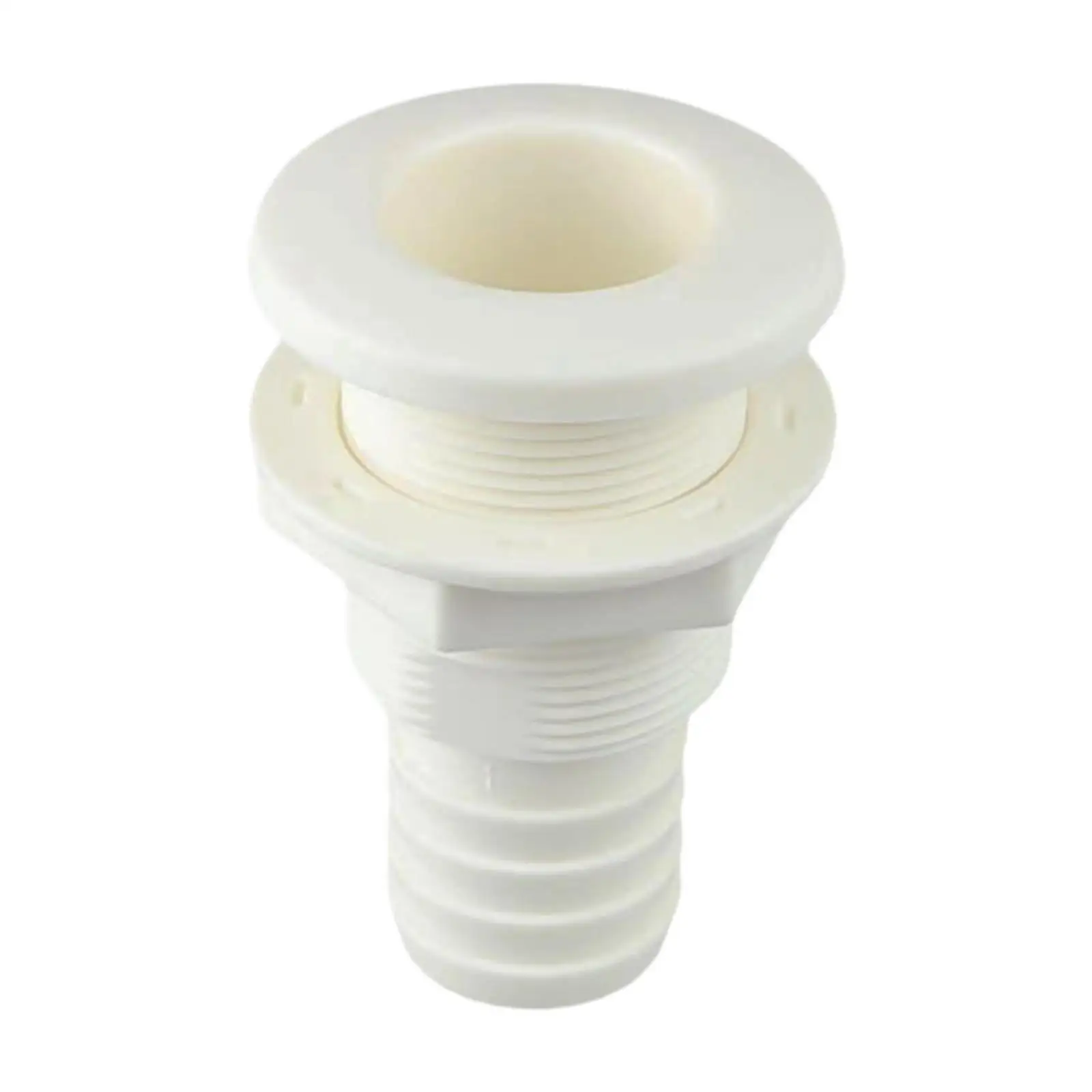 Boat Drain Plug ABS Thru Hull Outlet Wear Resistant White Deck Drain Connector for Marine Bilge Applications