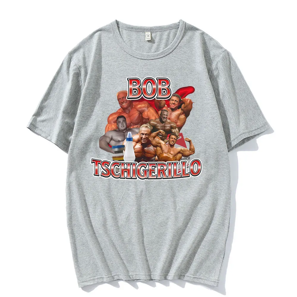 مضحك ميمي بوب Tschigerillo كمال الاجسام تجريب الجرافيك تي شيرت الرجال النساء خمر تي شيرتات قصيرة الاكمام عادية القطن تي شيرت