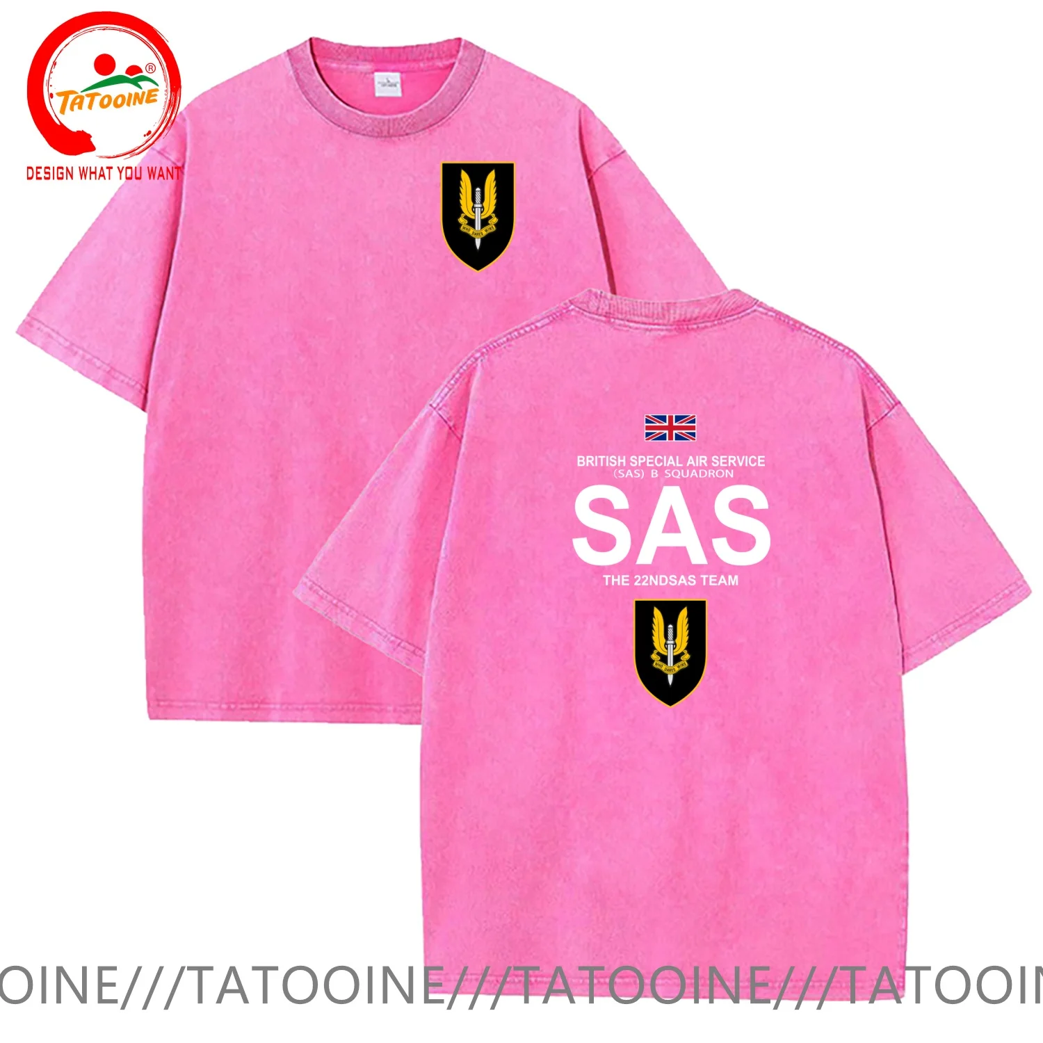 Vintage Washed Cotton T-Shirt Funny Designer UK Special Air Service SAS T Shirt Men Fashion Trendy Casual Clothing Stylish Tops