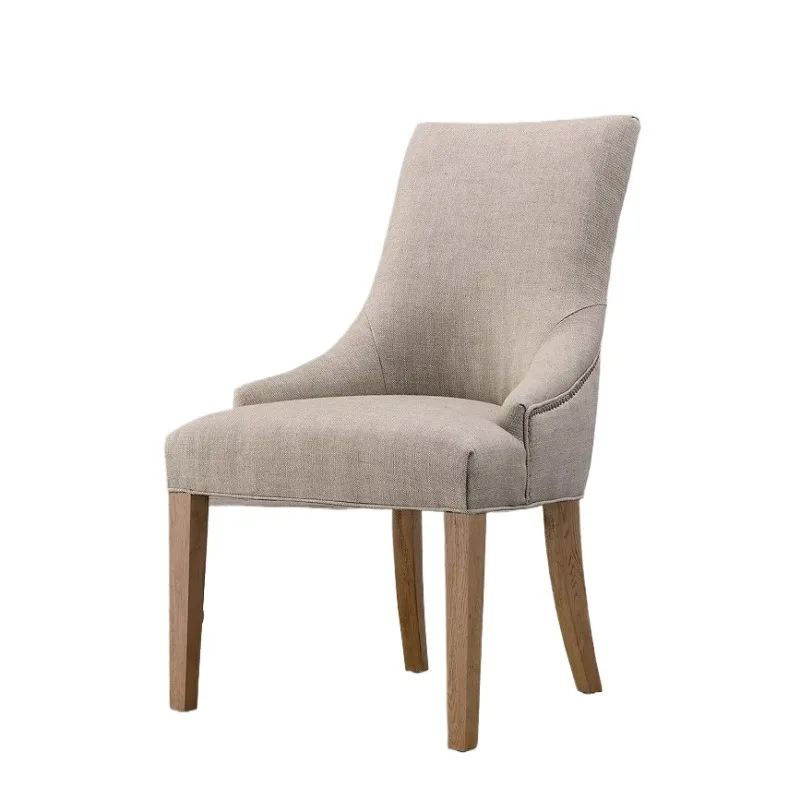 

American rural retro oak dining chair simple modern fabric adult office chair home book chair