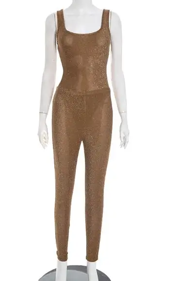 Trendiges und sexy Set aus ärmellosem Camisole-Overall mit quadratischem Ausschnitt und engen Hosen, sommerliches, modisches und personalisiertes Damen-Set