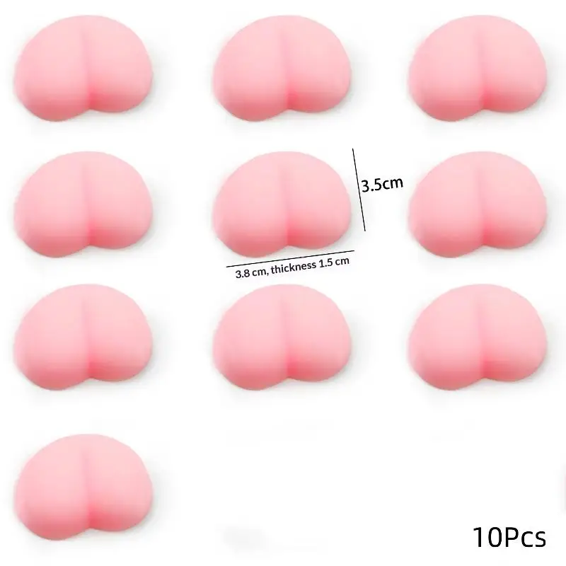

(Ce14)10Pcs 3D Butt Mochi Squeeze Stereo Relieve Stress Fun Noctilucent Peach Bum Sticker Mobile Phone Decoration Party Gift