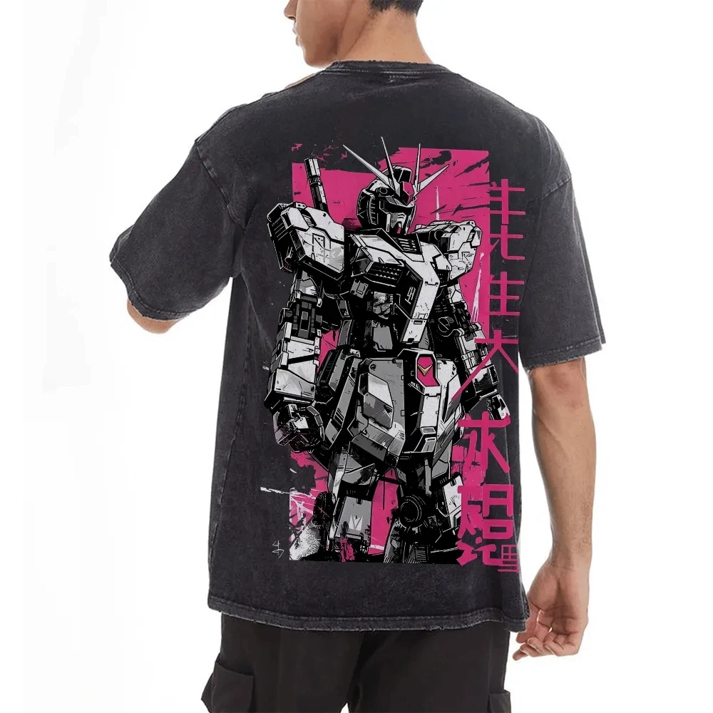 

Футболка Gundam, стираная одежда для пар, спортивная одежда с короткими рукавами, удобная летняя популярная одежда с короткими рукавами и половиной рукава, популярный топ