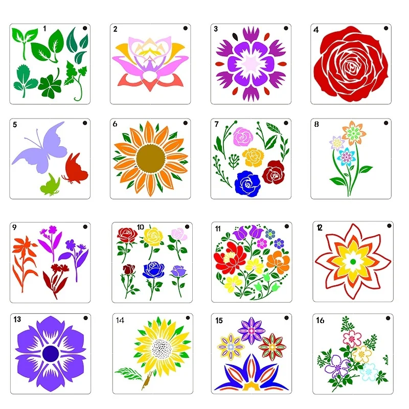 20pc Flower Painting Mandala Template Stencils DIY Painting Hollow Template Photo Album Lace Tool Hand Graffiti Decor Stationery