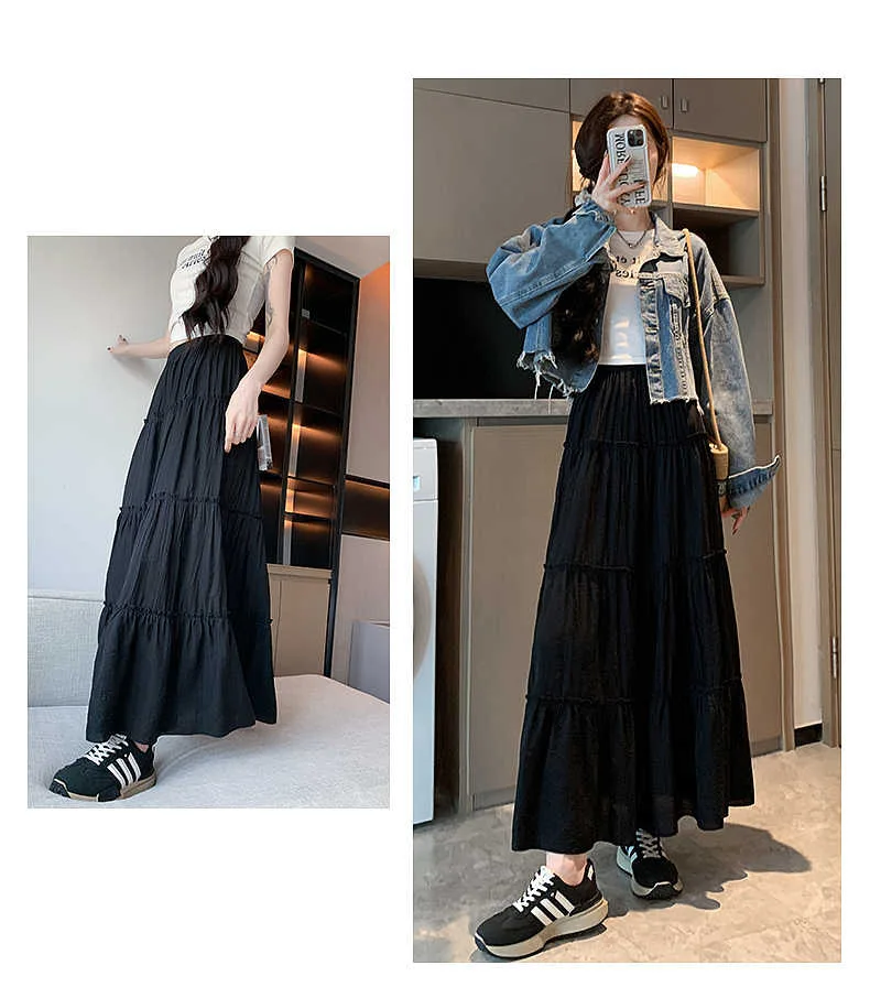 White Half Skirt for Women 2024 New Spring and Autumn High Waist A-line Skirt Small Umbrella Skirt Long Skirt Summer Cake Skirt