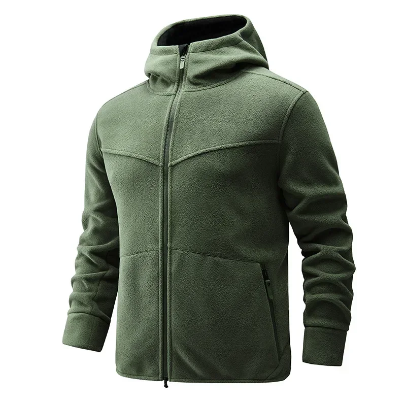 

Autumn 2023 New Fleece Warm Coat Men Spring Windproof Casual Slim Jacket Men Hooded Polar Fleece Jacket Men Clothing