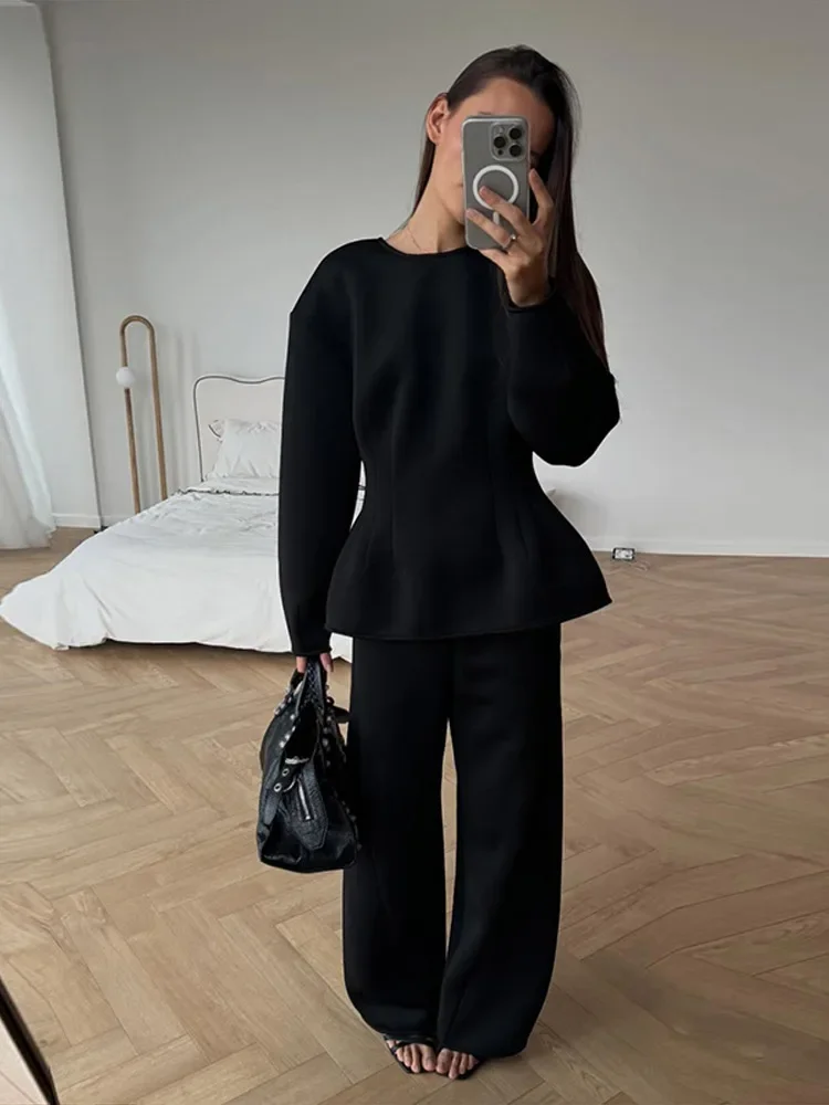 Frauen 2-teilige Anzüge Gedruckt Pullover Pullover Hosen Sets Straße Weibliche Rollkragen Langarm Tops Hohe Taille Hosen Neue Outfit – Detail 15