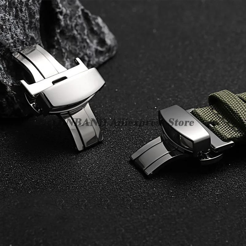 Hebilla de reloj de 10/12/14/16/18/20/22mm, hebilla de mariposa Universal, cierre plegable de acero inoxidable, accesorio de doble botón de metales