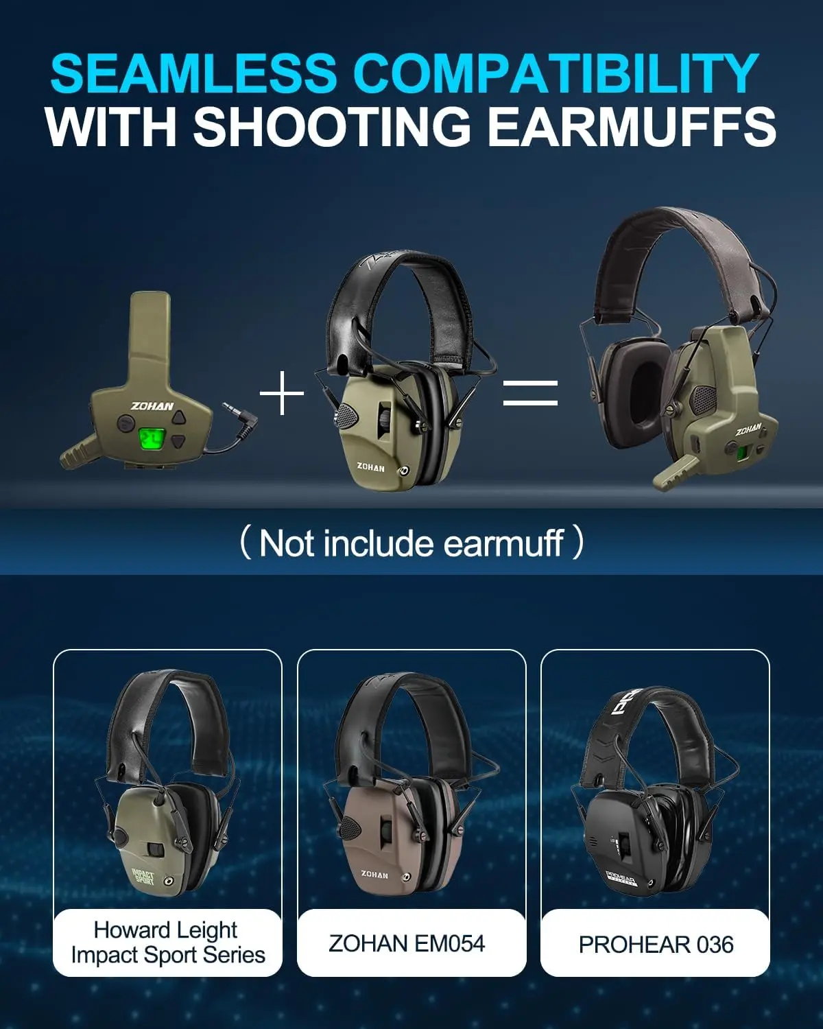 ZOHAN Walkie Talkie Earmuffs suitable for Electronic Protecter Built-In Mic PTT Great Signal for Hunting Shooting Rechargable